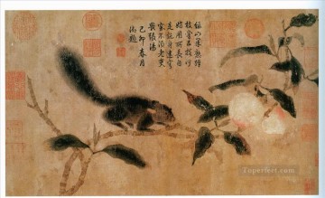 qian xuan squirrel on peach traditional China Oil Paintings
